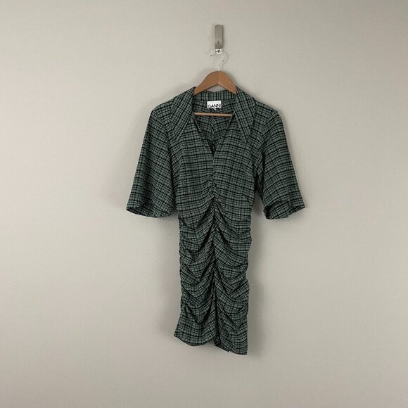 Ganni Rainbow Seersucker Dress Ganni Stretch Check Seersucker